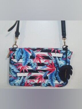Tommy Bahama Pink and Blue Tropical Crossbody Bag